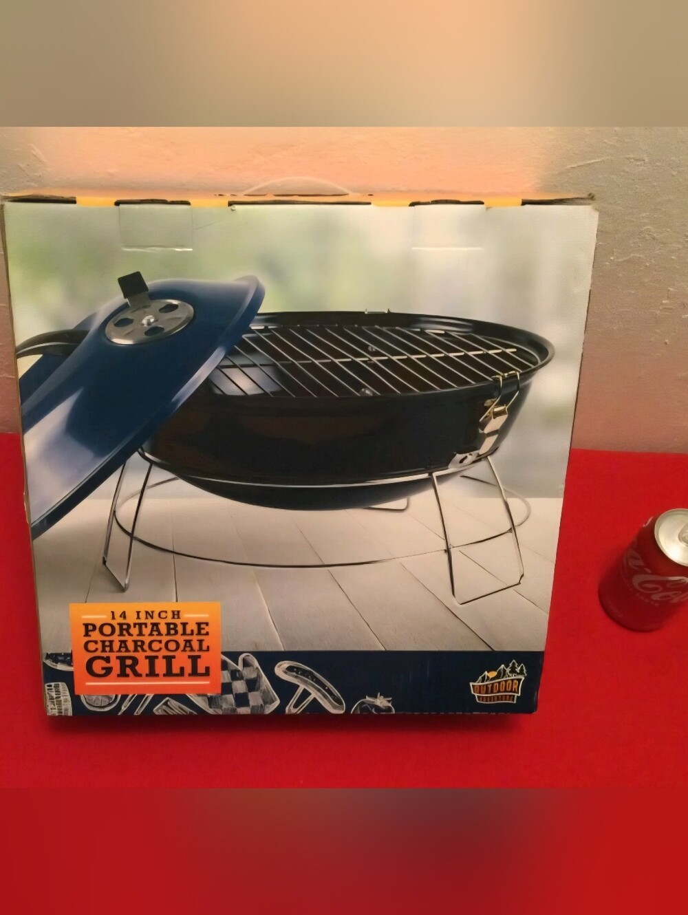 14-Inch Portable Charcoal Grill Blue - By Outdoor Adventure - Tailgating Camping